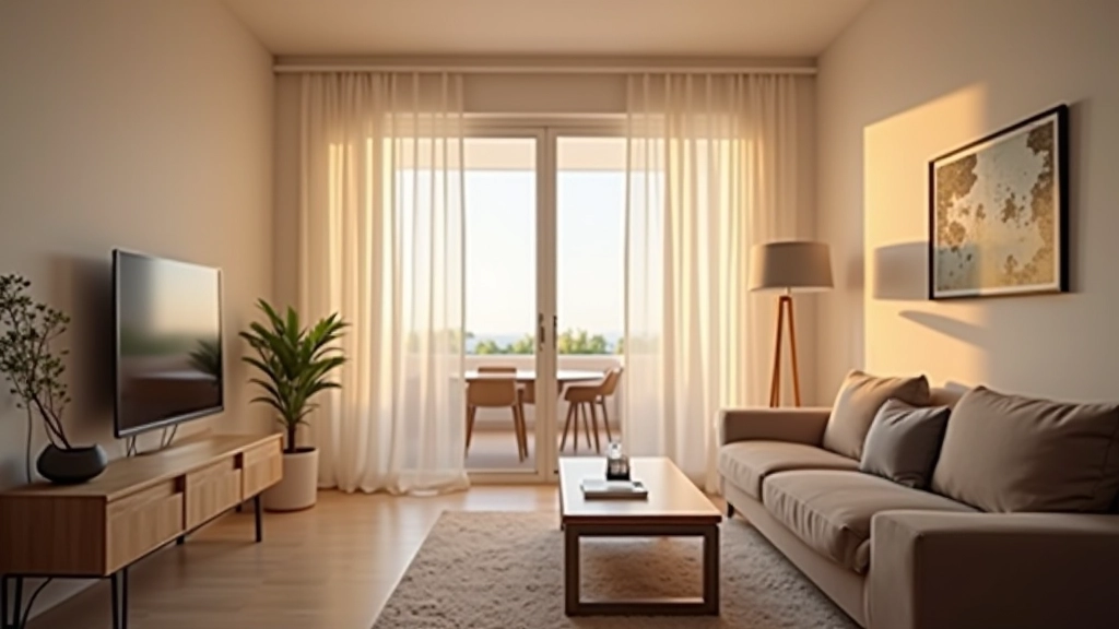 Interior moderno de sala de estar com automação de iluminação inteligente em casa portuguesa