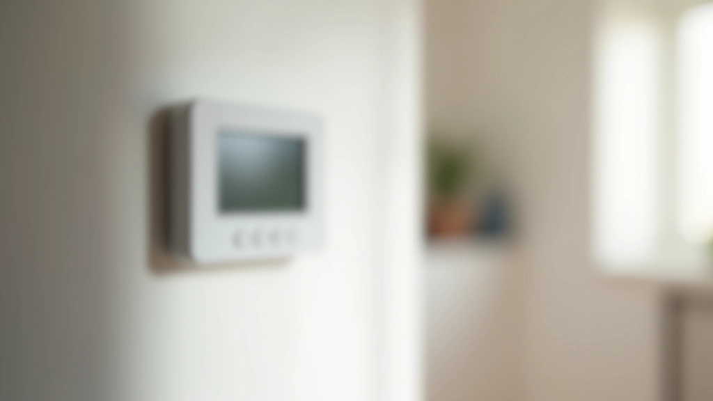 Termostato inteligente moderno na parede de uma casa portuguesa com sistema de climatização