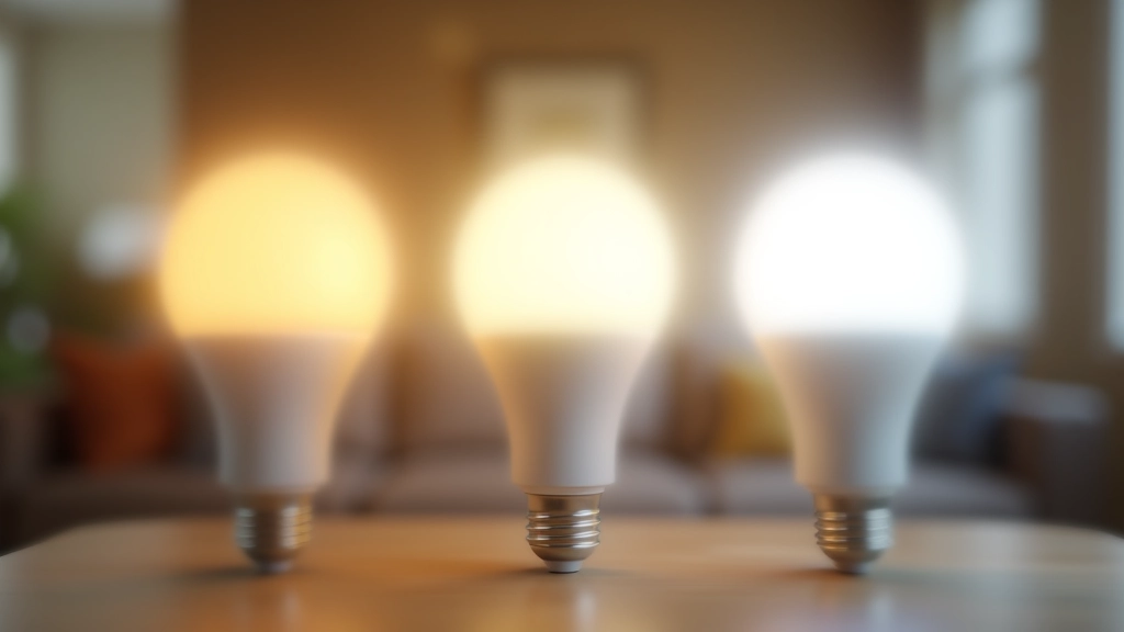 Diferentes temperaturas de cor de luz LED de 2700K quente até 6500K branco frio lado a lado